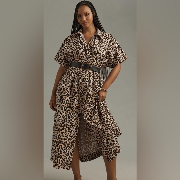 Anthropologie The Tobie Button-Front Pleated Shirt Dress by Exquise - Picture 4 of 5